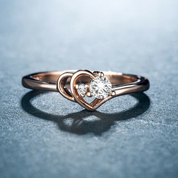 Rose Gold Filled White Sapphire Ring New - Picture 1 of 5